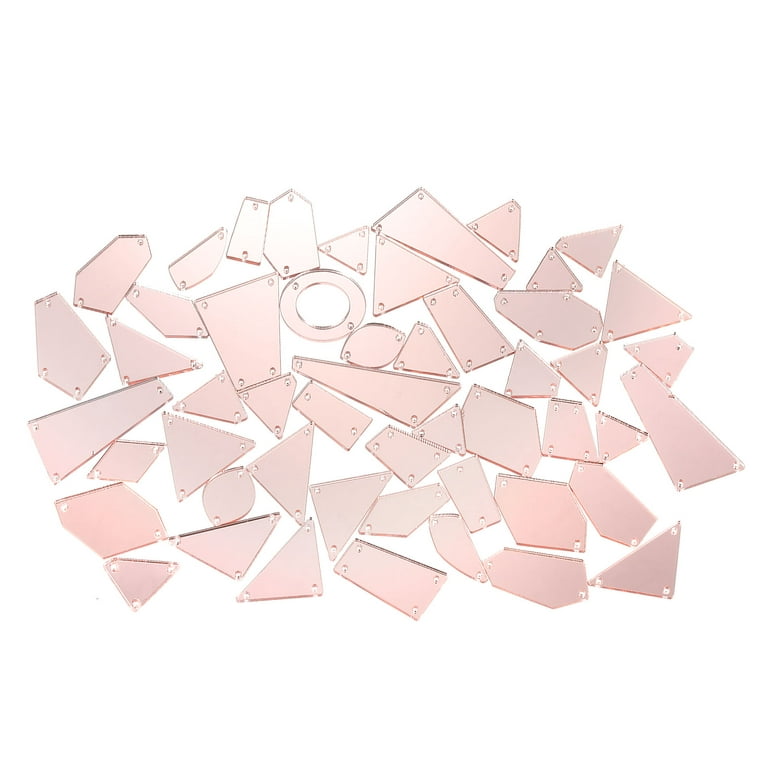 50pcs Sew on Acrylic Irregular Mirror Piece Kit DIY Mirrored Rhinestones  Mirror Beads for Evening Dresses Light Pink 
