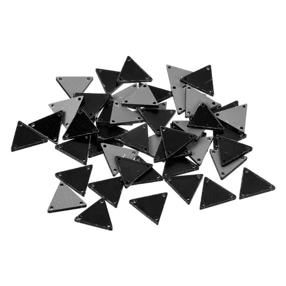 50pcs Sew on Triangle Acrylic Mirror Piece DIY Mirrored Rhinestones Mirror Beads for Evening Dresses Black 16x16mm