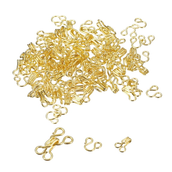 50pcs Sewing Hook and Eye Closure for Clothing Bra Jacket Hooks Replacement Sewing Craft, Golden