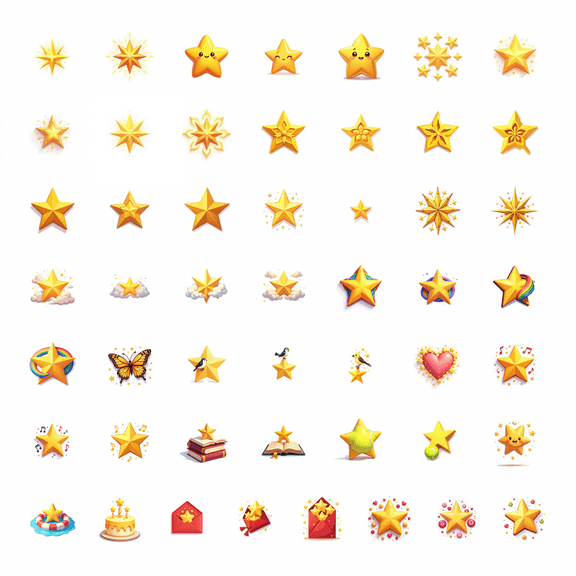 50pcs Shiny Golden Star Stickers Starburst Elements Kids Stationery Decals Water Bottle Laptop Skateboard Notebook Phone Stickers Set