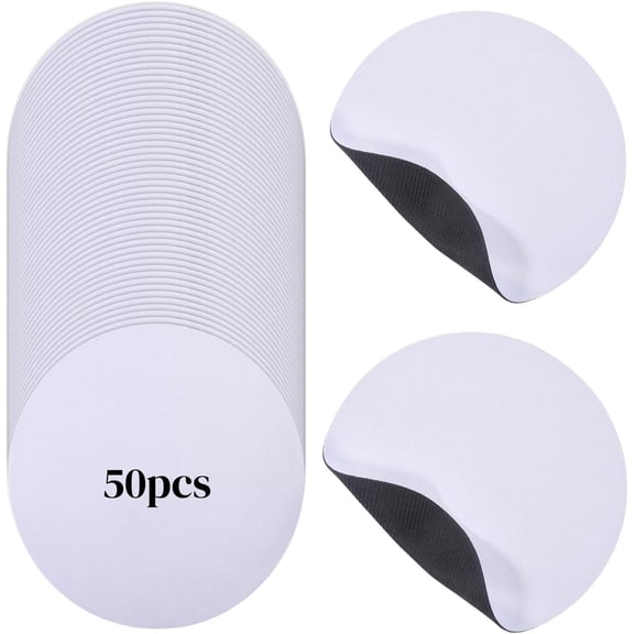 50pcs Silicone with Cloth Mouse Pad Mouse Pad Flat Round White 200x2mm for DIY