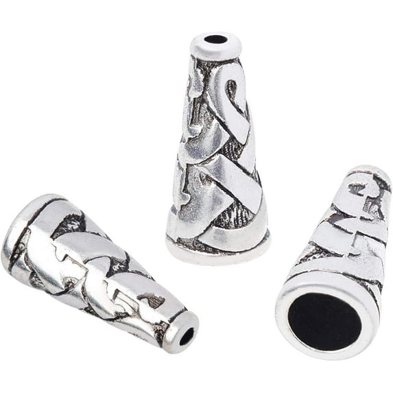 50pcs Silver Beads Caps Tibetan Style Cone Caps Metal Beads End Caps
