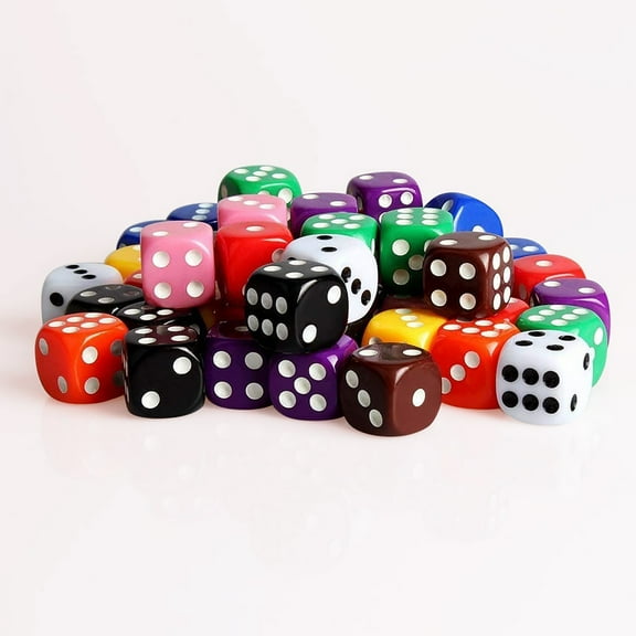 50pcs Six-Sided Game Dice Set 16mm Colored Dice for Playing Games, Like Board Games, Dice Games, Math Games Ideal for Party, Bar, KTV, Home