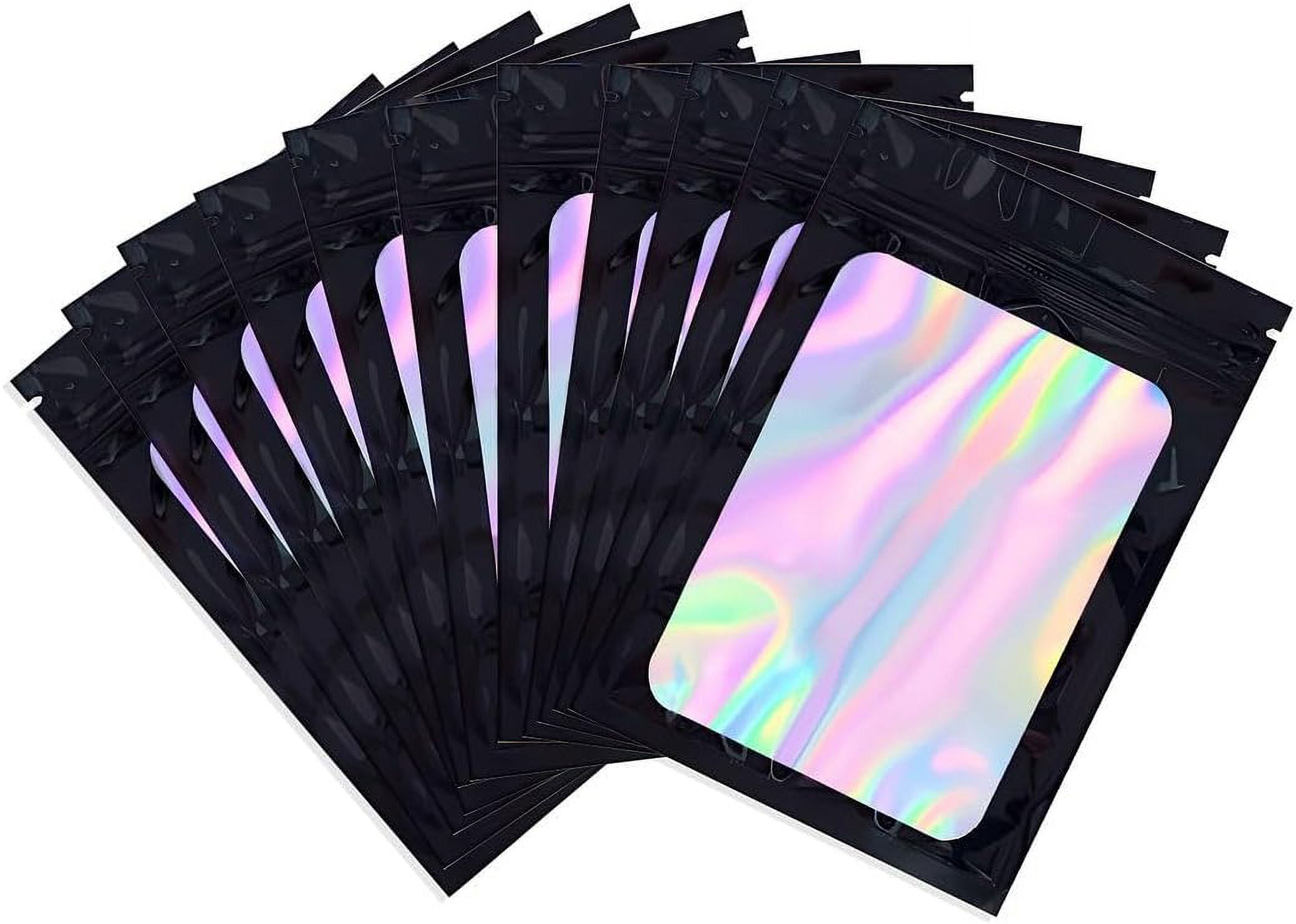 50pcs Small Black Ziplock bags with Clear Window, Reusable Foil Sample