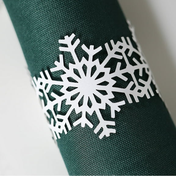 50pcs Snowflake Paper Napkin Rings, Winter Christmas Disposable Napkin Holder for Weddings Holiday Restaurant Catering Services Table Decoration, 6.5 x 1.9 Inch