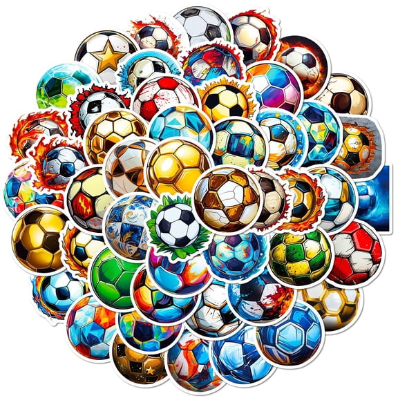 50pcs Soccer Theme Graffiti Stickers for Suitcase and Skateboard, Football Decals for Luggage, Sports Lover Gifts, Cute Soccer Ball Stickers for Kids