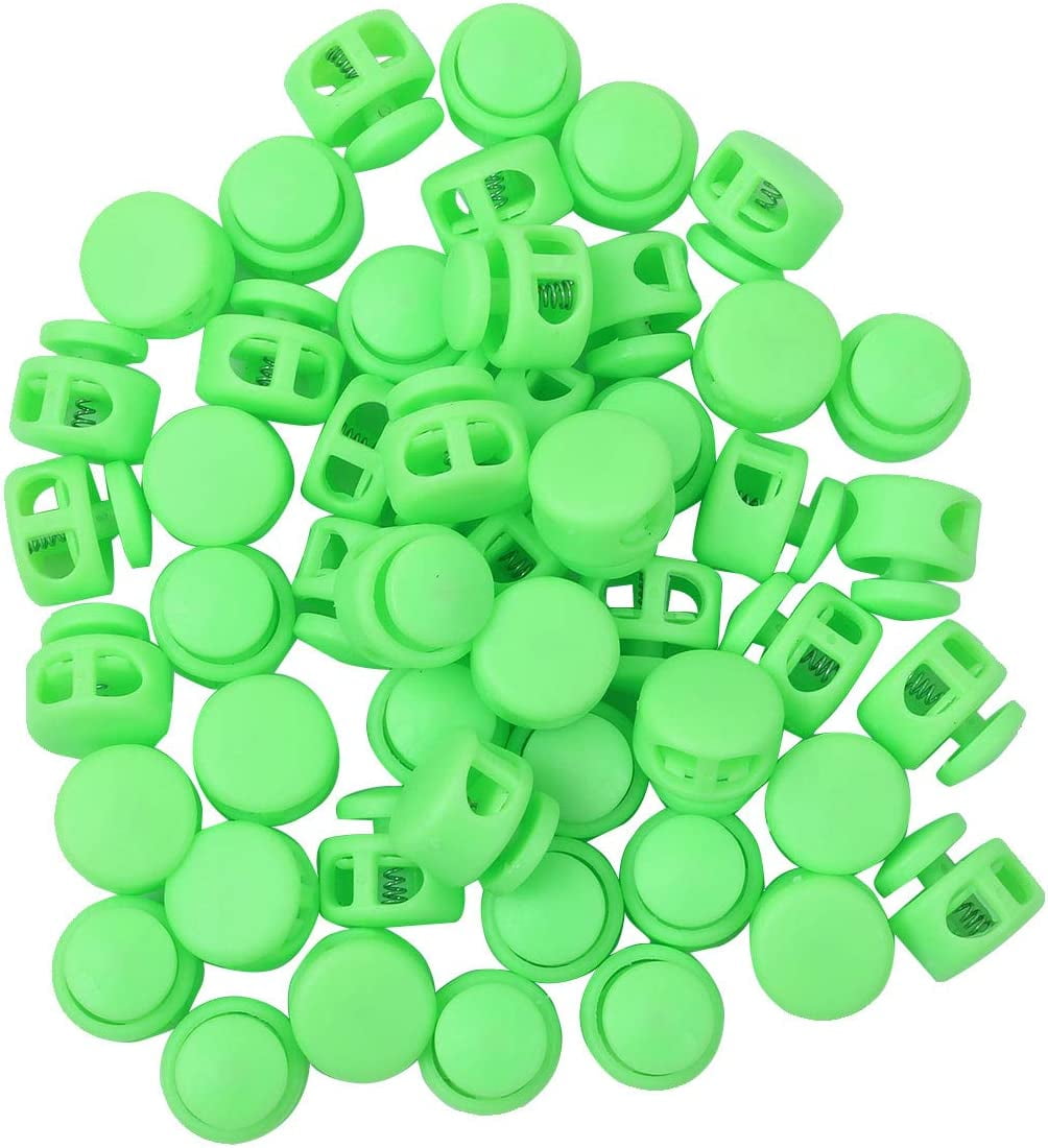 50pcs Spring Cord Locks, Plastic Double Hole Spring Cord Lock End