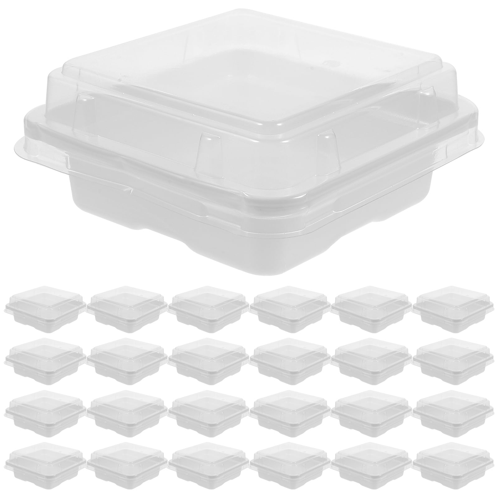 50pcs Square Bakery Cake Box Reusable Plastic Cake Packing Box Multiuse Bread Salad Packing Box