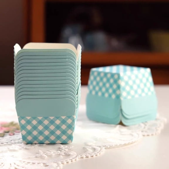 50pcs Square Lattice Baking Cup, Muffin Cup Cupcake, Disposable Desserts Box for Wedding, Birthday, Kitchen Tools