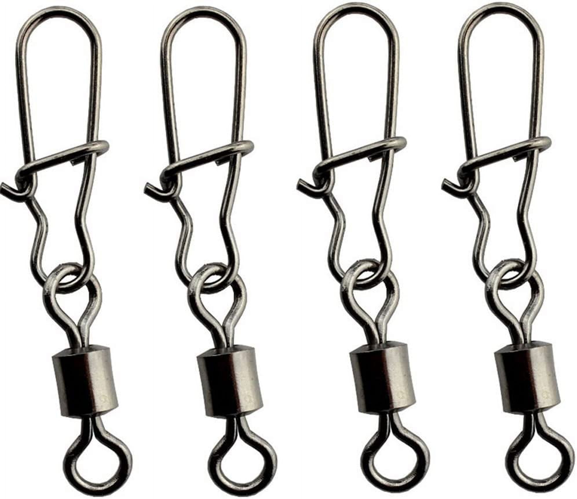 50pcs Stainless Steel Snaps Swivel Fishing Connector Rolling Swivel lock Snap Lure Barrel Snap