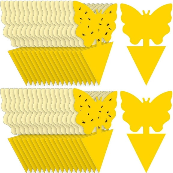 50pcs Sticky Traps Plant Trap for Gnats,Fruit Fly Traps,Non-Toxic and Odorless for Indoor Outdoor House Kitchen Plants Insect Catcher Killer