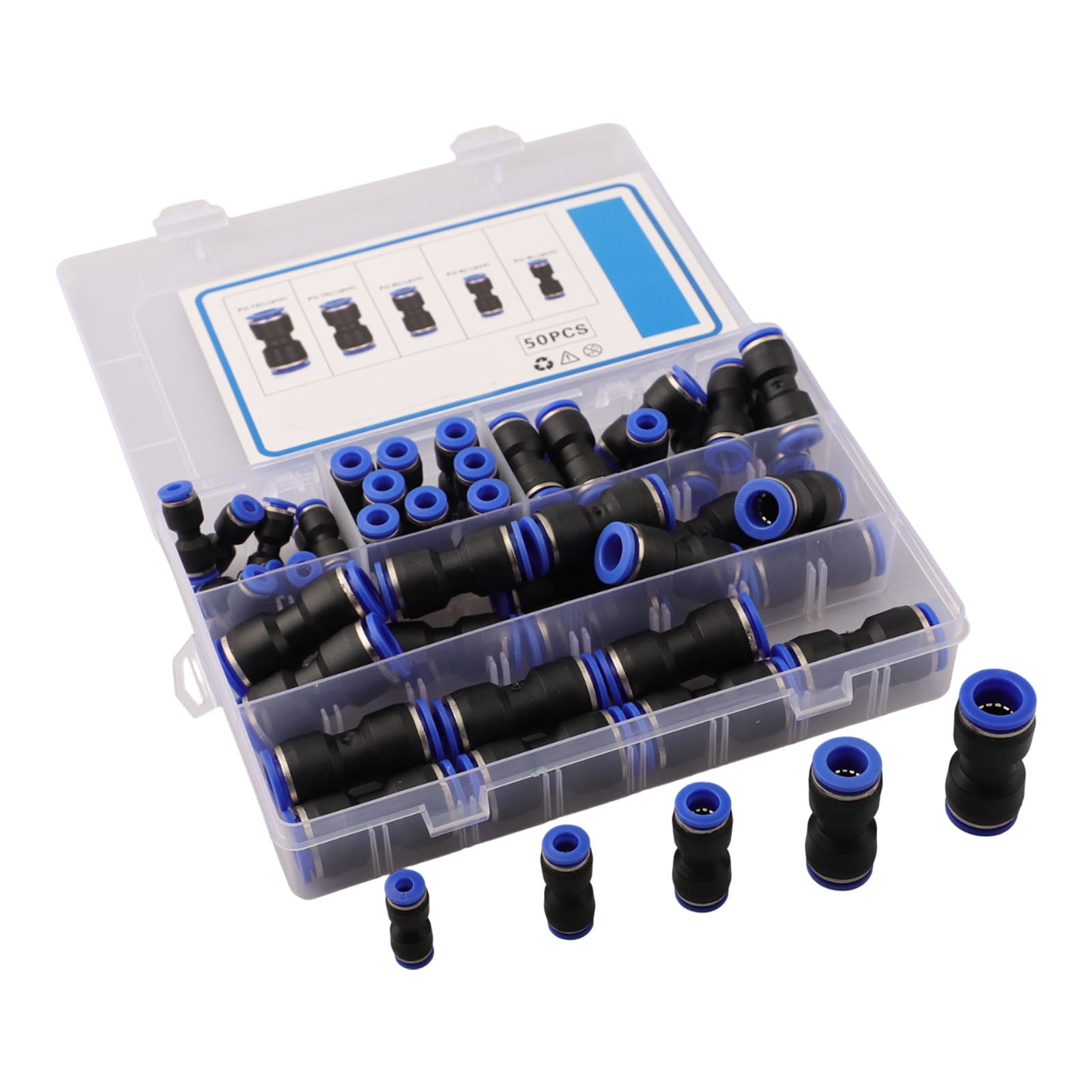 50pcs Straight Push Connectors Compatible with Multiple Pneumatic ...