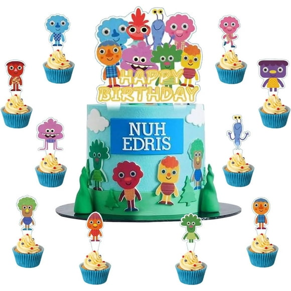 50pcs Super Songs Birthday Party Supplies for Super Songs Theme Birthday Decorations include Cake Topper and Cupcake Toppers Sets