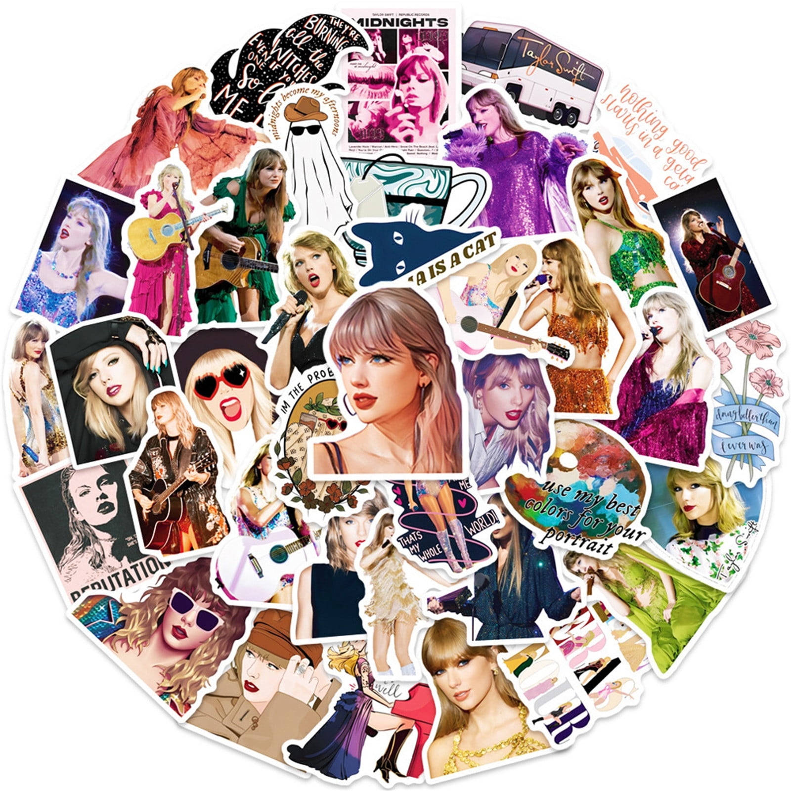 JCQAYB 100pcs Singer Taylor Sticker for Women,Popular Singer Taylor Ablum  Stickers for Adult,Vinyl Waterproof Folklore Music Stickers for Water
