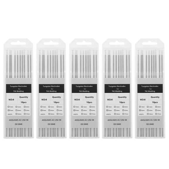 50pcs TIG Welding Tungsten Electrodes 3/32" x 7" WZ8 ZrO3 0.7-0.9%, White