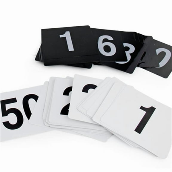 50pcs Table Numbers 1-50, Plastic Table Numbers Double Table Number Cards Table Number Signs for Weddings Restaurant Banquets Party Event Decors White
