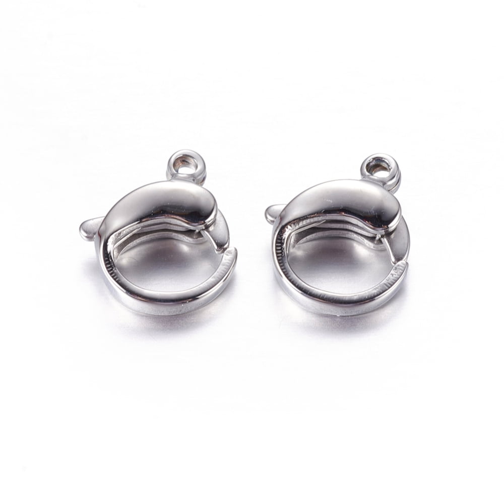 50pcs Tarnish Resistant 304 Stainless Steel Lobster Claw Clasps 10x12mm