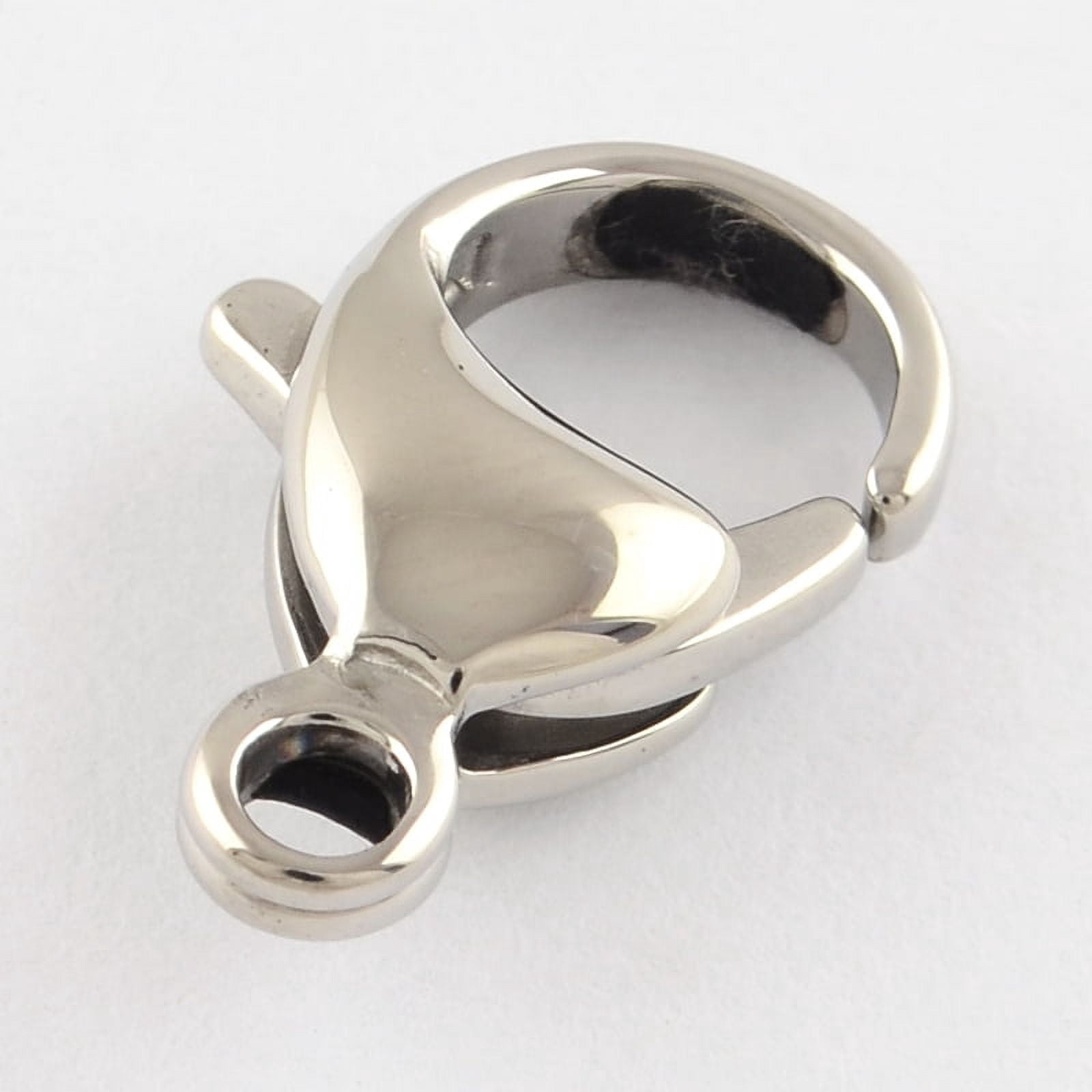 50pcs Tarnish Resistant Polishing 316 Surgical Stainless Steel Lobster Claw Clasps Stainless Steel color 19x12x5mm Hole: 2.3mm