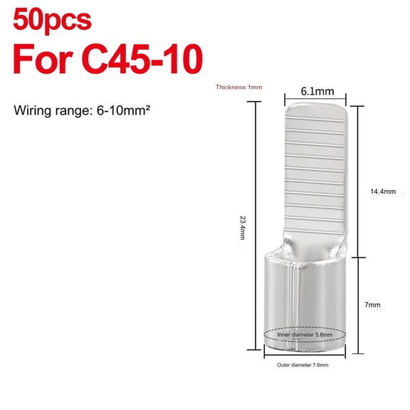 50pcs Terminals Air Switch Circuit Breaker Wire Cable Connector for C45-10-16mm