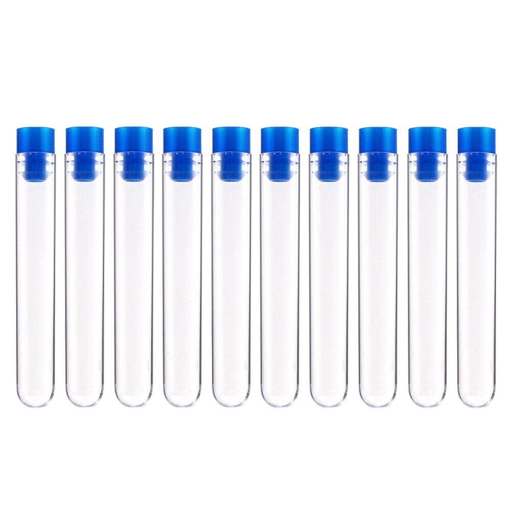 50pcs Test Tubes Disposable Test Tubes with Blue Caps Laboratory Equipment