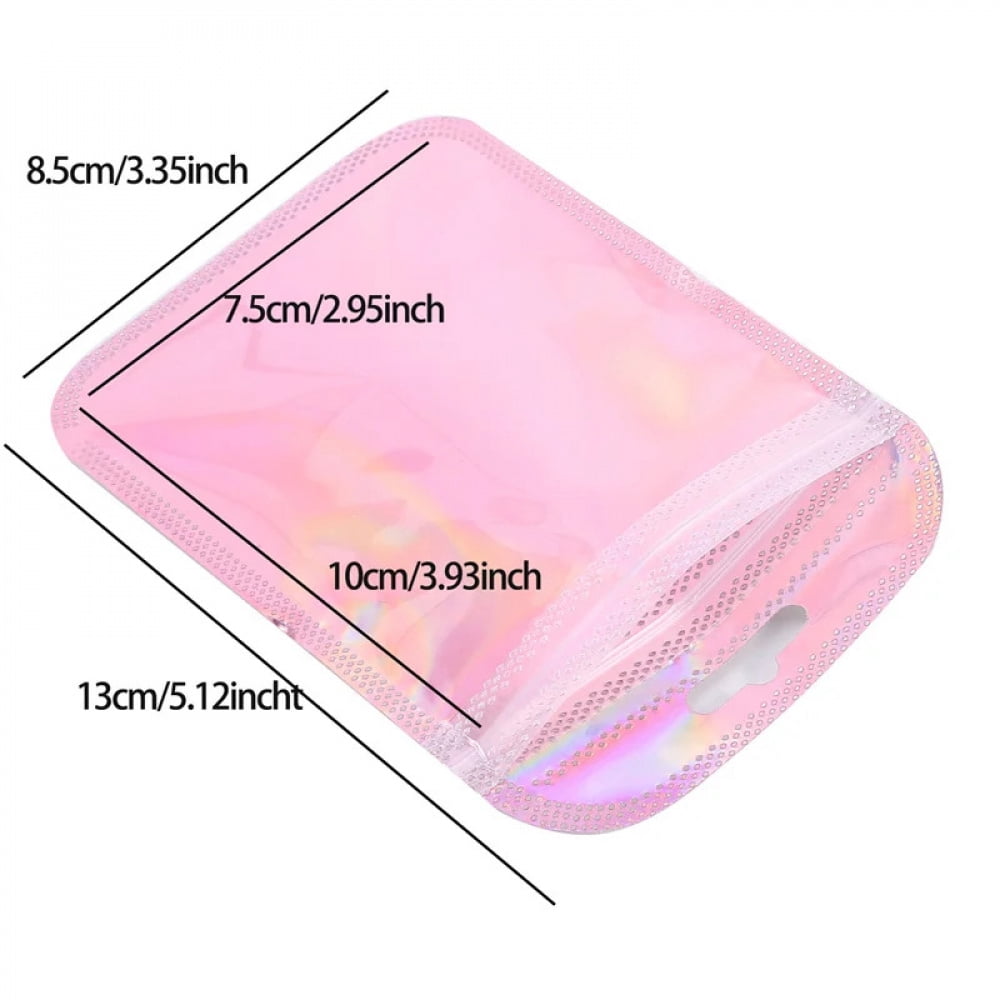 50pcs Thicken Ziplock Bags Resealable opp Bags Holographic Laser Color ...
