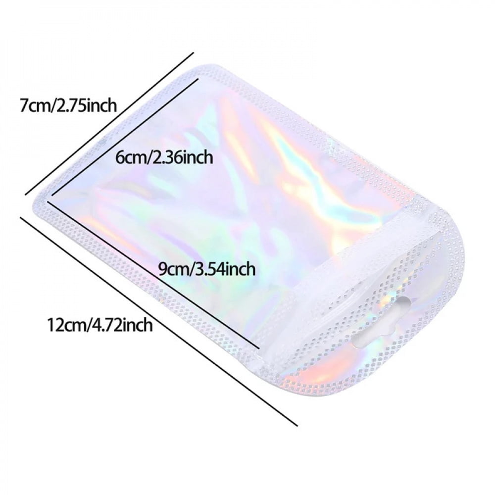 50pcs Thicken Ziplock Bags Resealable opp Bags Holographic Laser Color ...