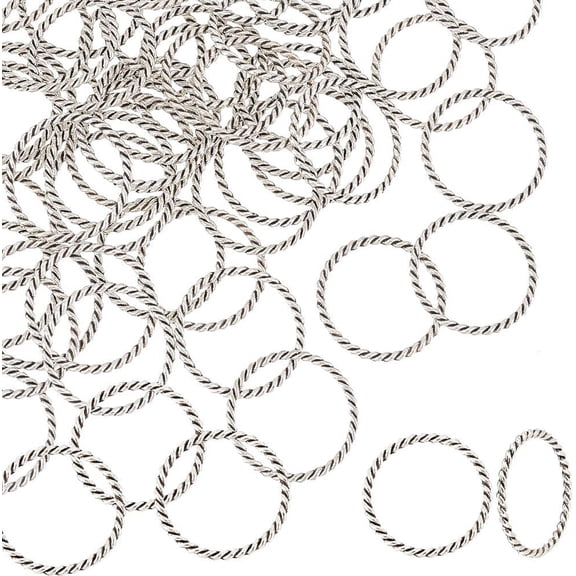 50pcs Tibetan Style Alloy Linking Rings 26mm Inner Silver Hypoallergenic Connector Round Metal Linking Rings for Earrings Bracelet Jewlery Making Silver DIY