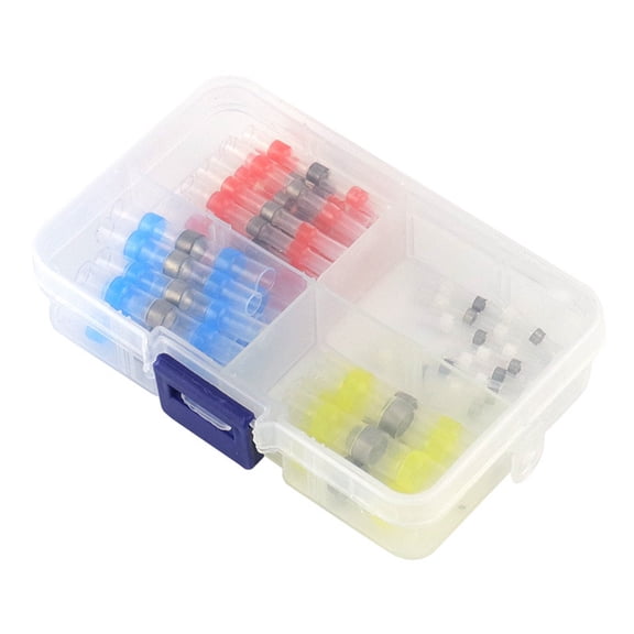 50pcs Tin Ring Heat Shrink Terminal Blocks with Polyolefin Sleeves IP67 Waterproof Solder Crimp Connectors for Automotive Marine and Electrical Wiring