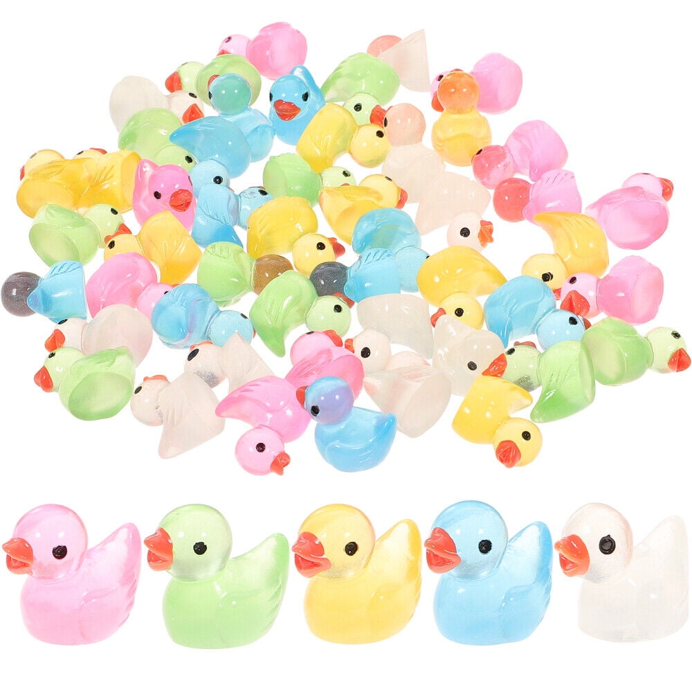 50pcs Tiny Resin Ducks Mini Duck Glow In The Dark Mini Figure Miniature ...