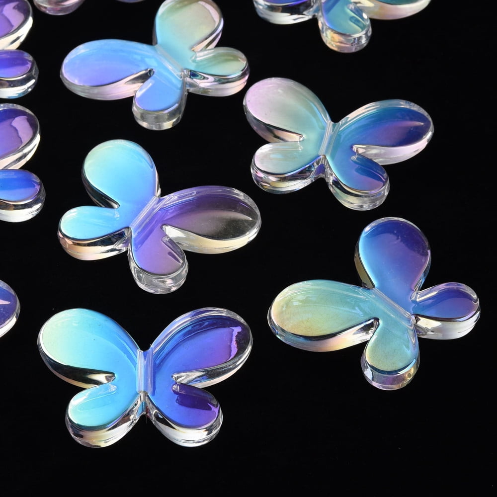 50pcs Transparent Acrylic Beads AB color Butterfly Clear AB 34x44x8mm Hole: 3mm