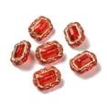thumbnail image 1 of 50pcs Transparent Acrylic Beads Golden Metal Enlaced Oval Red 18x13.5x8.5mm Hole: 1.8mm, 1 of 3