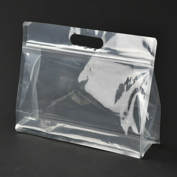 50pcs Transparent Plastic Zip Lock bag Plastic Stand up Pouch Resealable Bags with Handle Clear 21.3x28x0.08cm