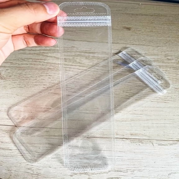 50pcs Transparent Zipper Bags - 7X14 Inches Reusable Plastic Storage Bags for Jewelry, Makeup, Gifts & More