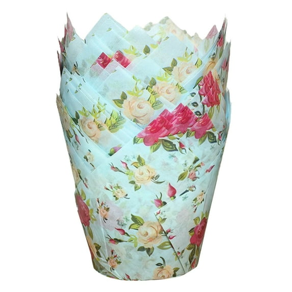 50pcs Tulip Cupcake Liners Greaseproof Baking Cups Paper Cupcake Wrappers Holders for Parties Weddings Birthdays, Muffin Liner Paper Cupcake Wrappers, Standard Size