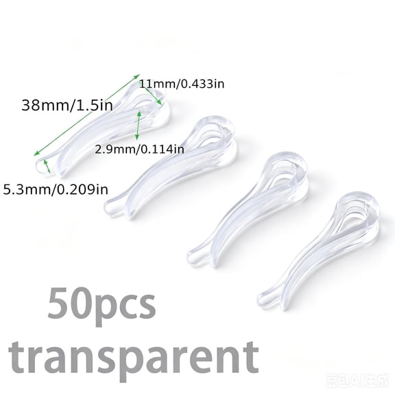 50pcs U-Shaped Alligator Clips - Clear Plastic Clothes Pegs for Storage