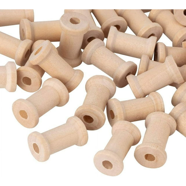 50pcs Unfinished Natural Wood Empty Bobbins Wood Thread Spools for