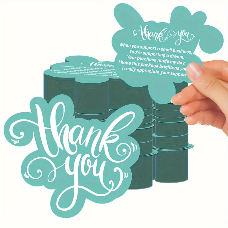 100 Stück Dankeskarten „Thanks Gorgeous“ – 8,9x5,1 Cm, Für Online-Shops & Kleine Unternehmen | Mit Handgeschriebenem Design, Leerer Rückseite