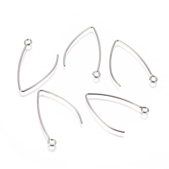 50pcs V Shape Stainless Steel Earring Hooks 0.7mm Pin Ear Wire Findings with Loop Earrings Hooks DIY