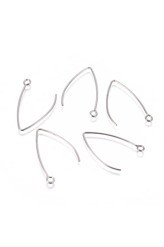 50pcs V Shape Stainless Steel Earring Hooks 0.7mm Pin Ear Wire Findings with Loop Earrings HooksDIY
