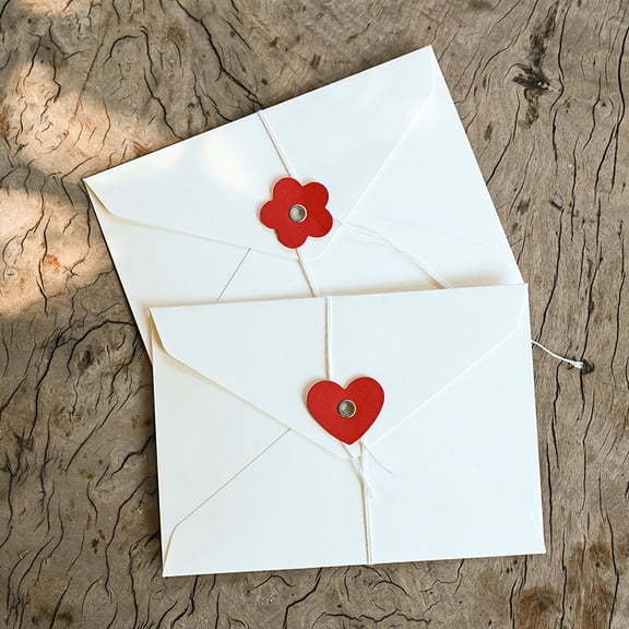 50pcs Valentine's Day Kraft Paper Envelope - Premium Heart-Shaped Closure Envelope Bags in Vintage White for Greeting Cards 11*17c'm