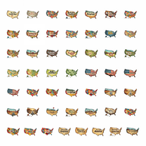 50pcs Vintage America Map Stickers Travel Adventure Discovery Stationery Stickers Water Bottle Laptop Phone Guitar Bicycle Luggage Sticker Set