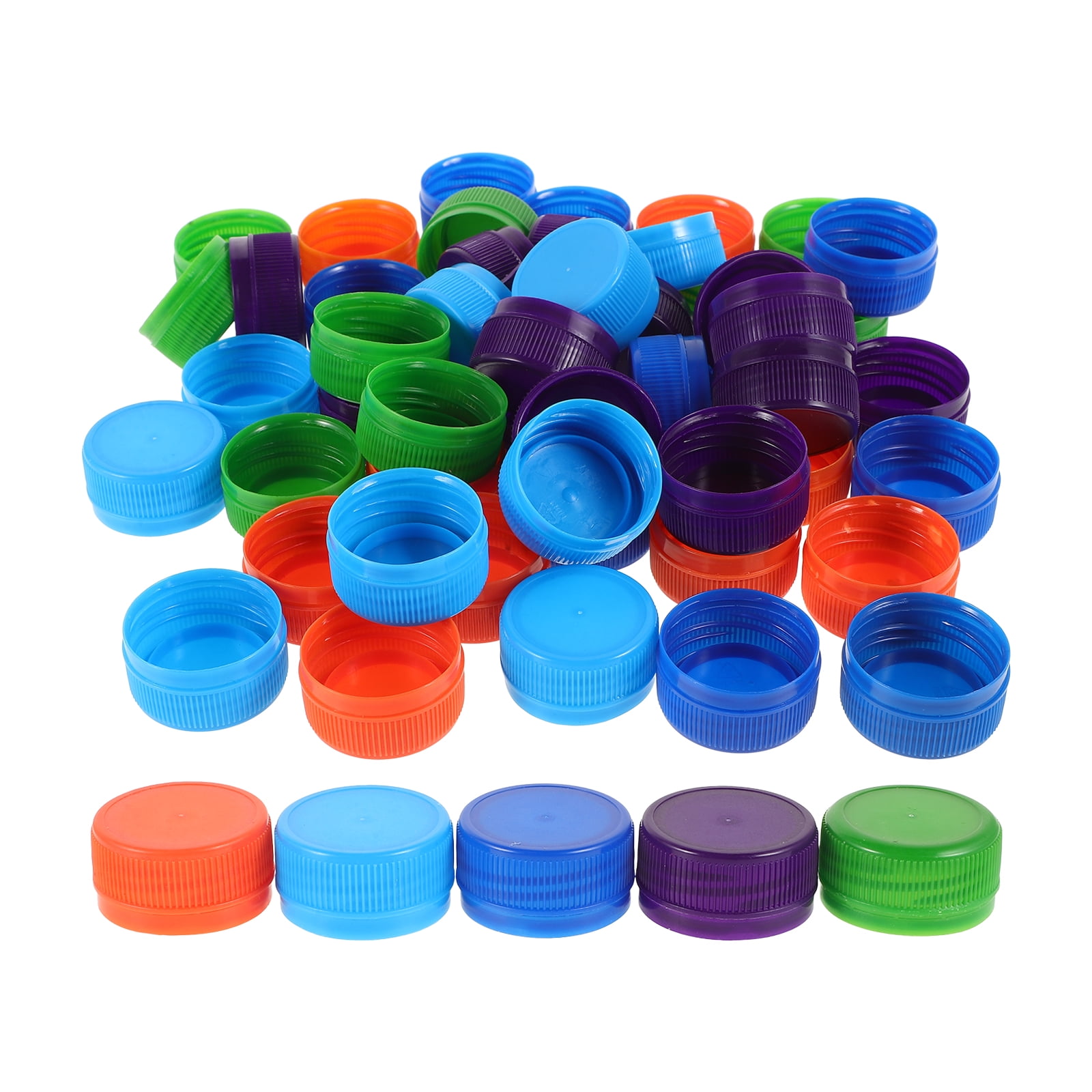 100 PCS Mixed Color Plastic Bottle Caps For DIY Crafts - 3.2cm Diameter, Environmental Protection, Kids Art Projects