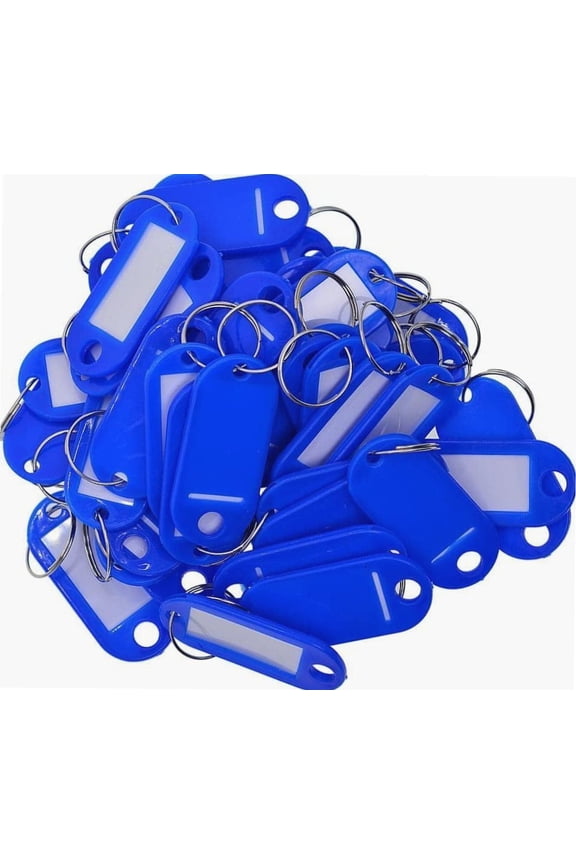 50pcs Waterproof Plastic Assorted Key s Colored Plastic Id Tags Name Label Fob Big Revocable Insert Card Tags Locker Tags, Royal Blue