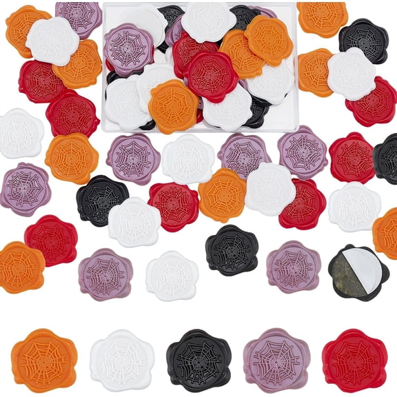 50pcs Wax Seal Stickers Spider Web Adhesive Wax Seal Stamp Stickers Spider Envelope Wax Stickers for Wedding Invitation DIY Craft Adhesive Waxing Gift Wrapping