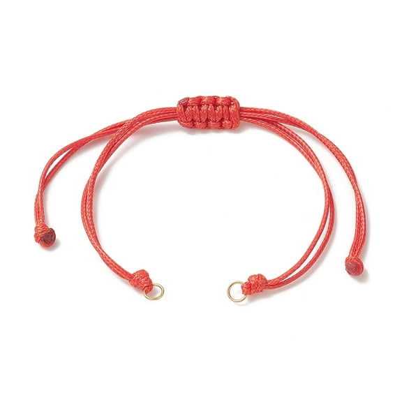 50pcs Waxed Polyester Cord with 304 Stainless Steel Jump Rings for Adjustable Link Bracelet Making Red 12-3/8 inch(31.4cm) Hole: 3.6mm