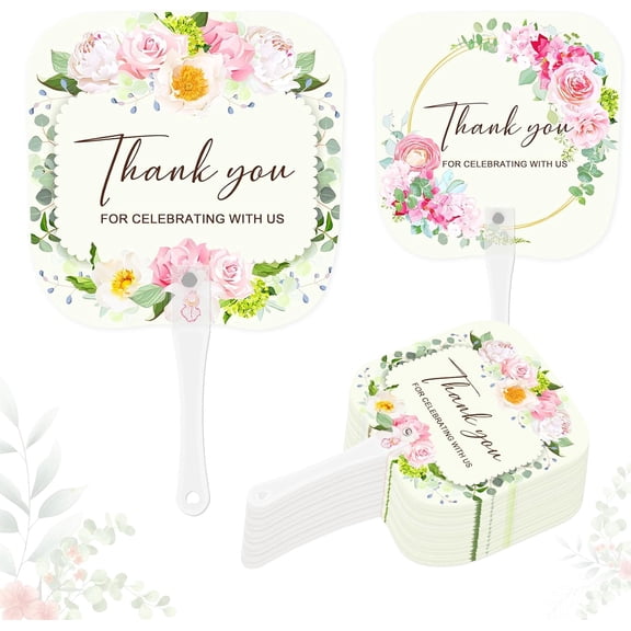 50pcs Wedding Fans - Thank You Fans for Hot Outdoor Ceremony Gift, Personalized Favors for Guests Bulk