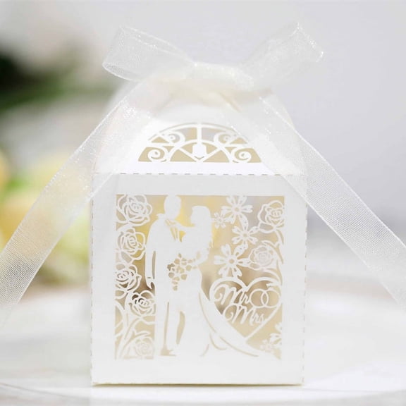 50pcs Wedding Favour Boxes With Ribbons Vintage Small Gift Box Carved Hollow Candy Box Birdcage Design Sugar Box For Wedding