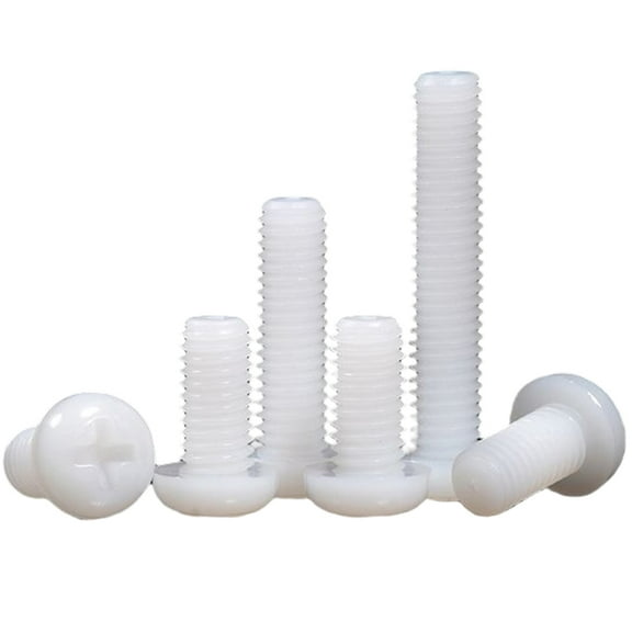 50pcs White Nylon Plastic Round Head Screws M8x40mm