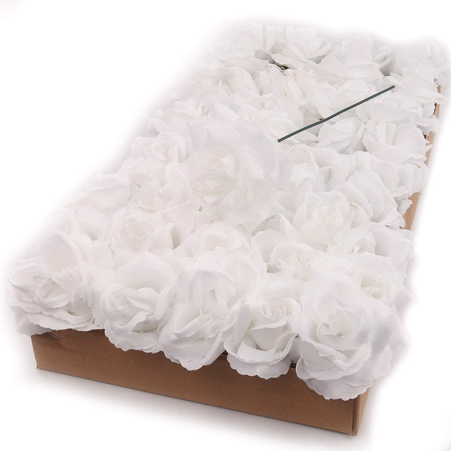 50pcs White Rose Picks-Silk Roses with Flexible 8