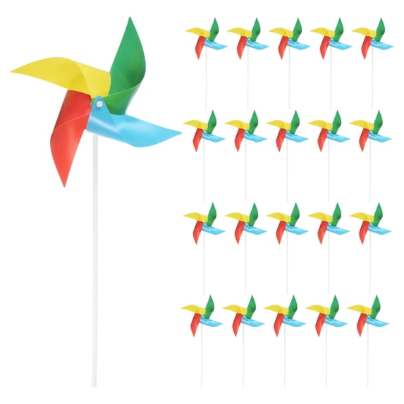 50pcs Windmills for the Yard Garden 15 Inch x 7.5 Inch 4 Leaves, Iridescent